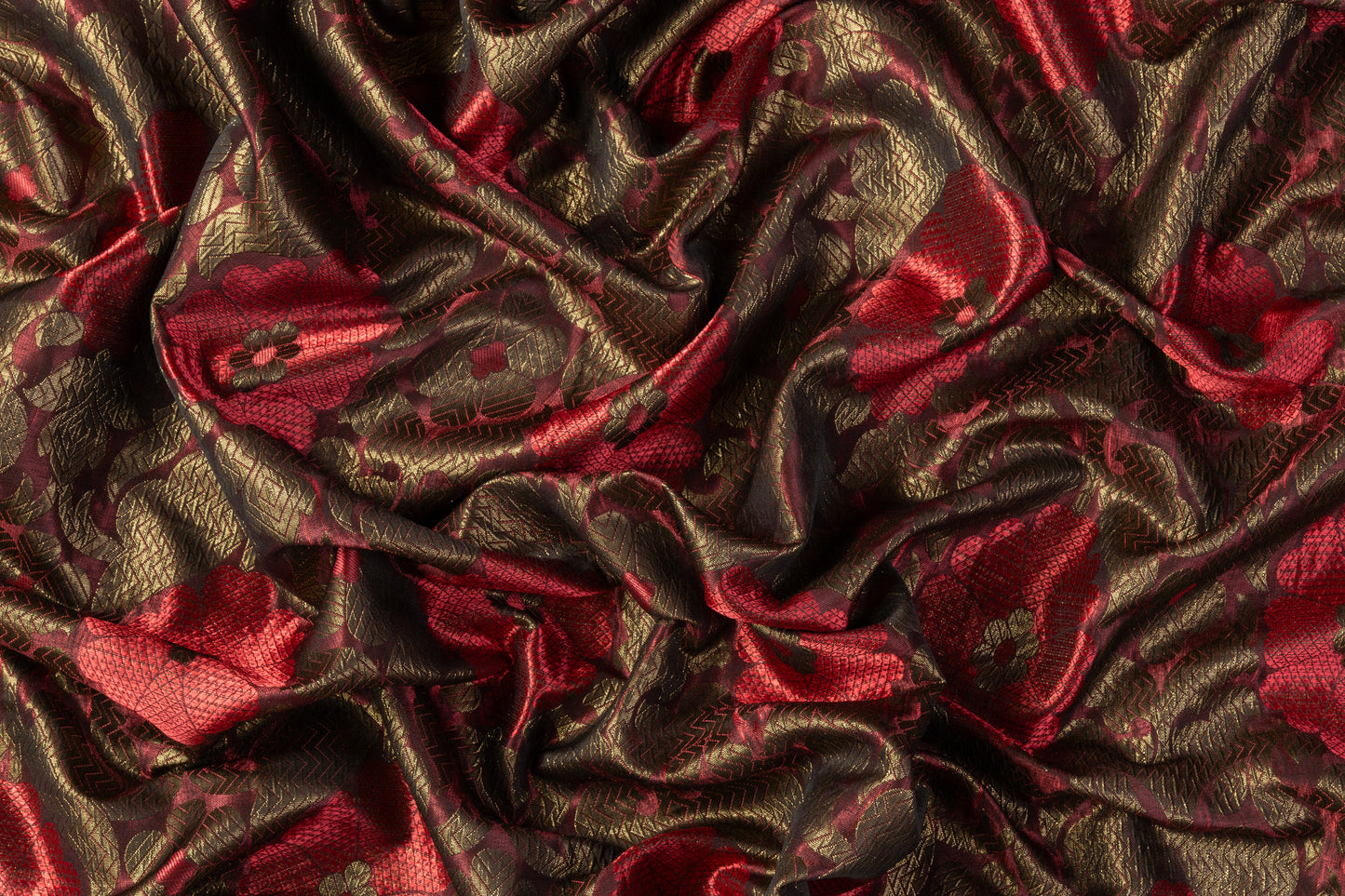 Floral Damask Brocade - Red / Bronze