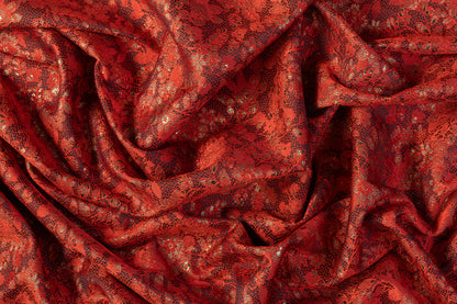 Floral Metallic Brocade - Red / Gold