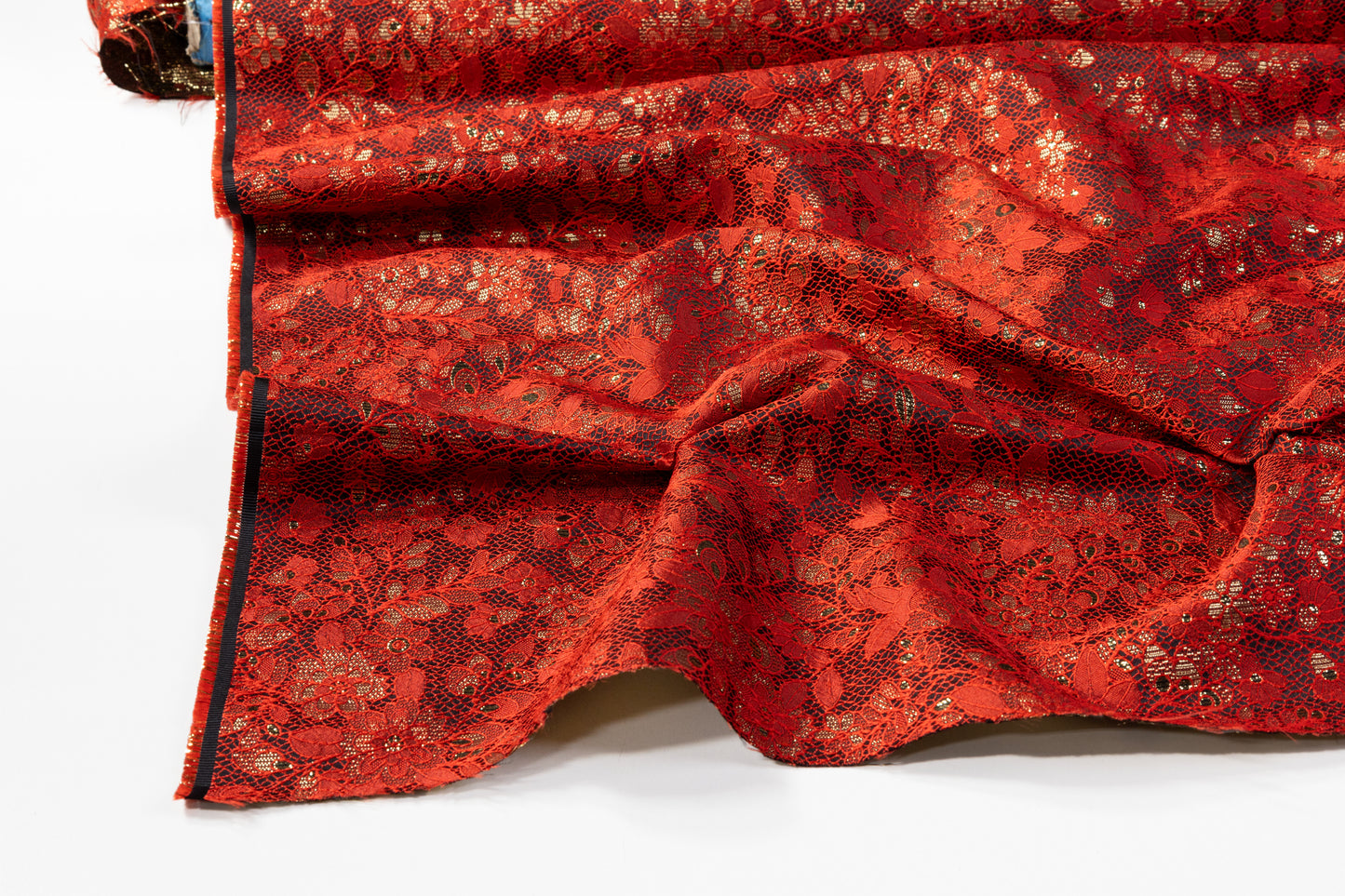 Floral Metallic Brocade - Red / Gold