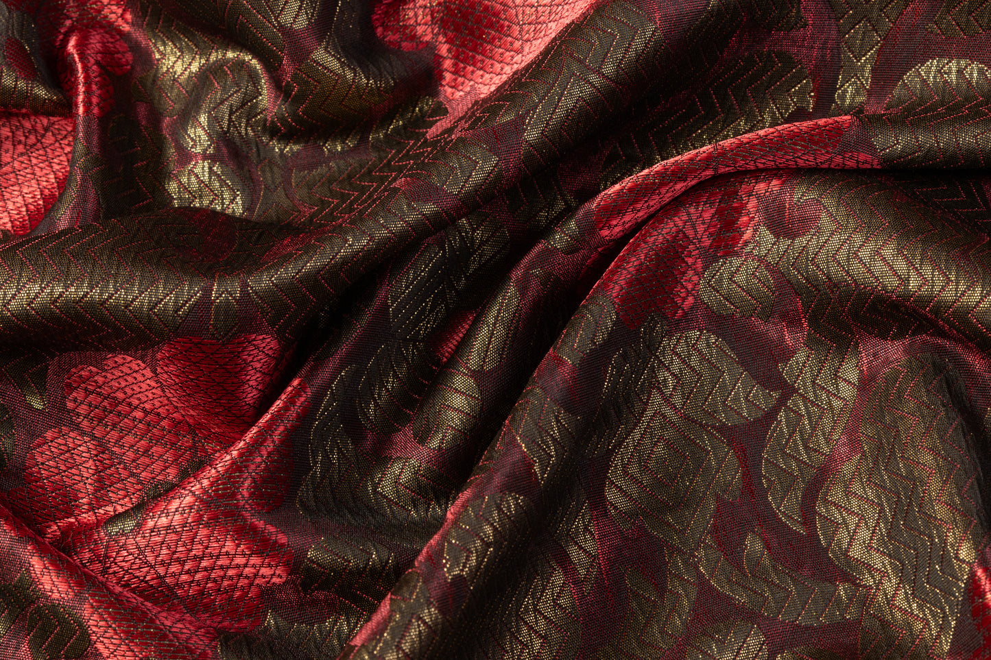 Floral Damask Brocade - Red / Bronze