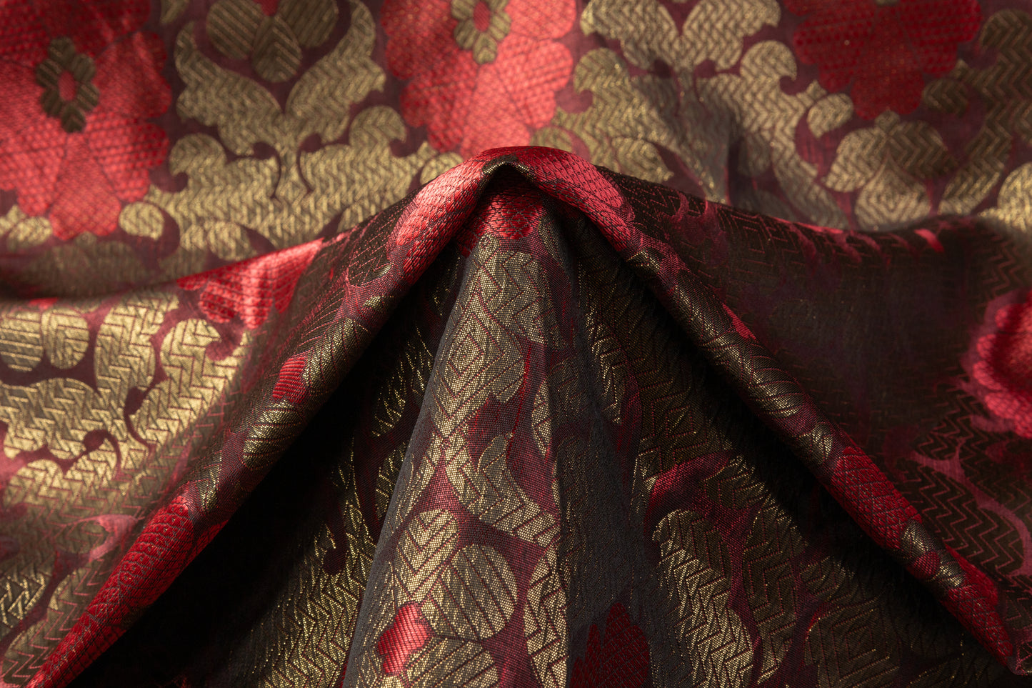 Floral Damask Brocade - Red / Bronze