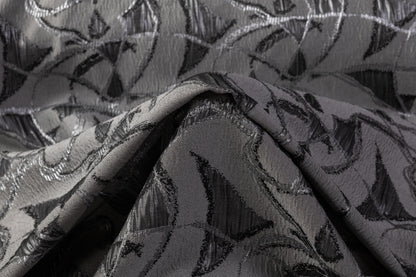 Crushed Metallic Brocade - Charcoal Gray