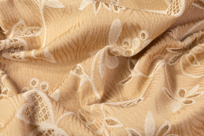 Floral Metallic Brocade - Khaki