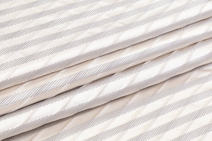 Striped Silk Satin Brocade - Off White / Gray