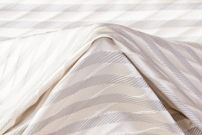 Striped Silk Satin Brocade - Off White / Gray