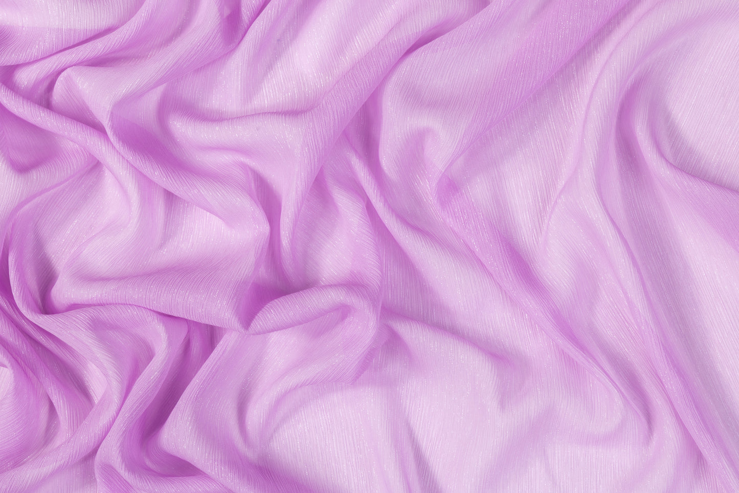 Crinkled Italian Silk Chiffon Lamé - Lavender