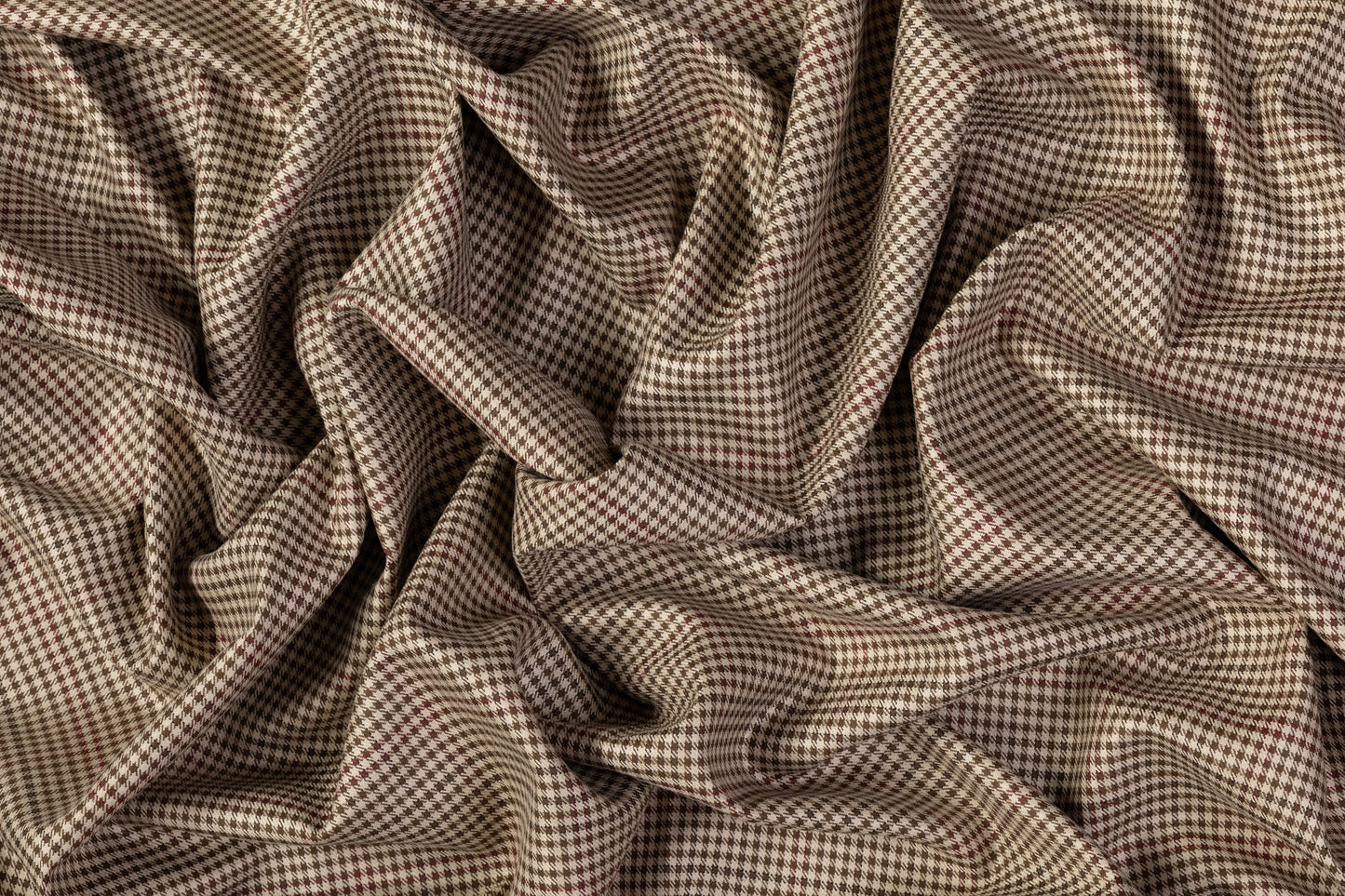 Checked Italian Wool Suiting - Tan / Burgundy