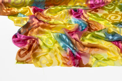 Printed Silk Viscose Chiffon Burnout - Multicolor