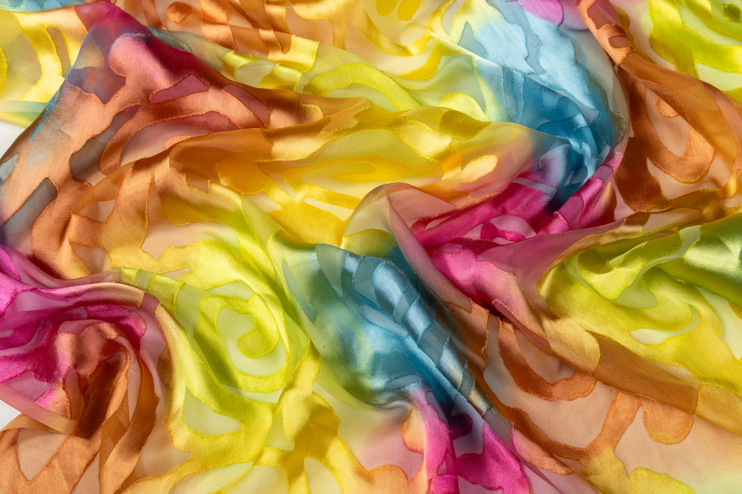 Printed Silk Viscose Chiffon Burnout - Multicolor