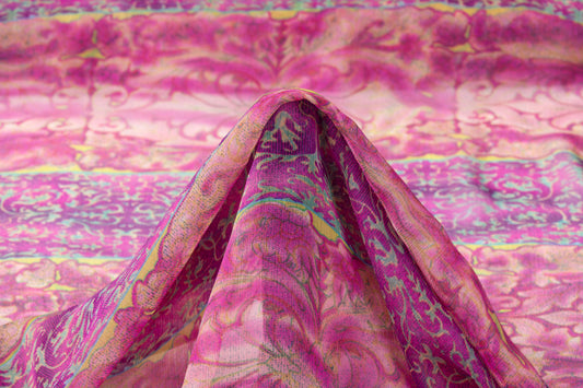 Printed Italian Silk Chiffon - Pink