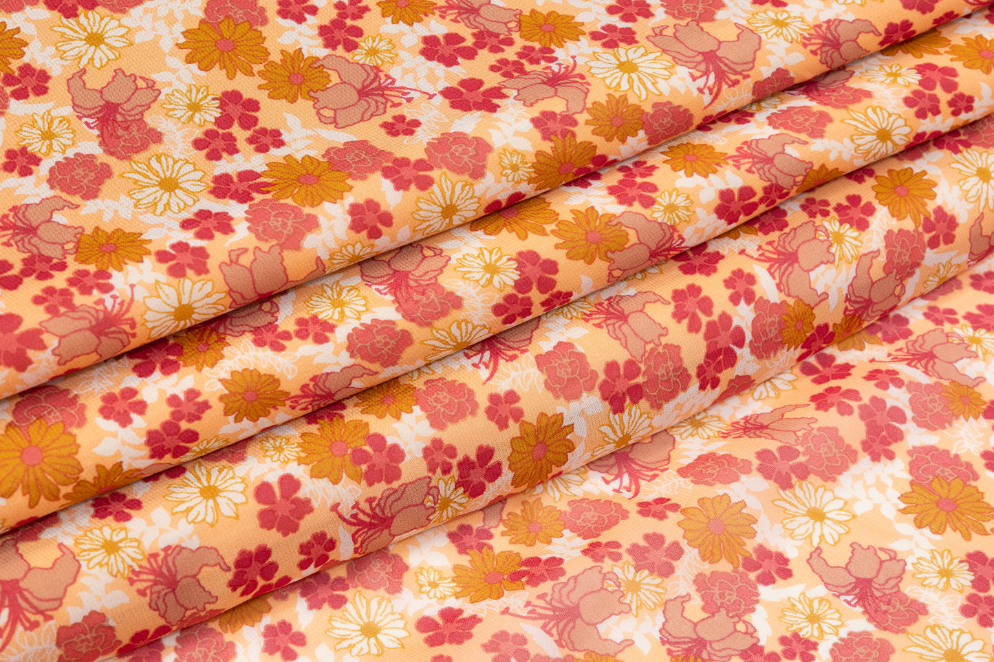 Floral Silk Chiffon - Pink / Peach