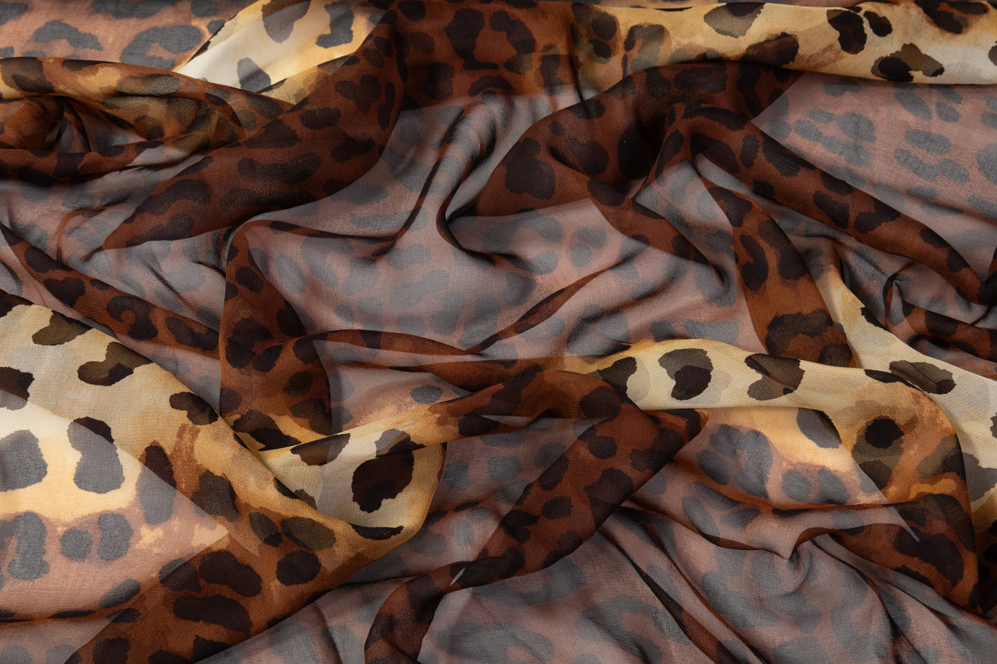 Cheetah Print Silk Chiffon - Brown