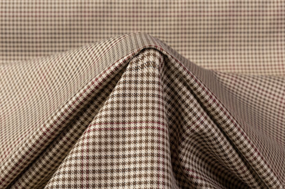 Checked Italian Wool Suiting - Tan / Burgundy