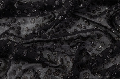 Crinkled Metallic Silk Fil Coupé - Black