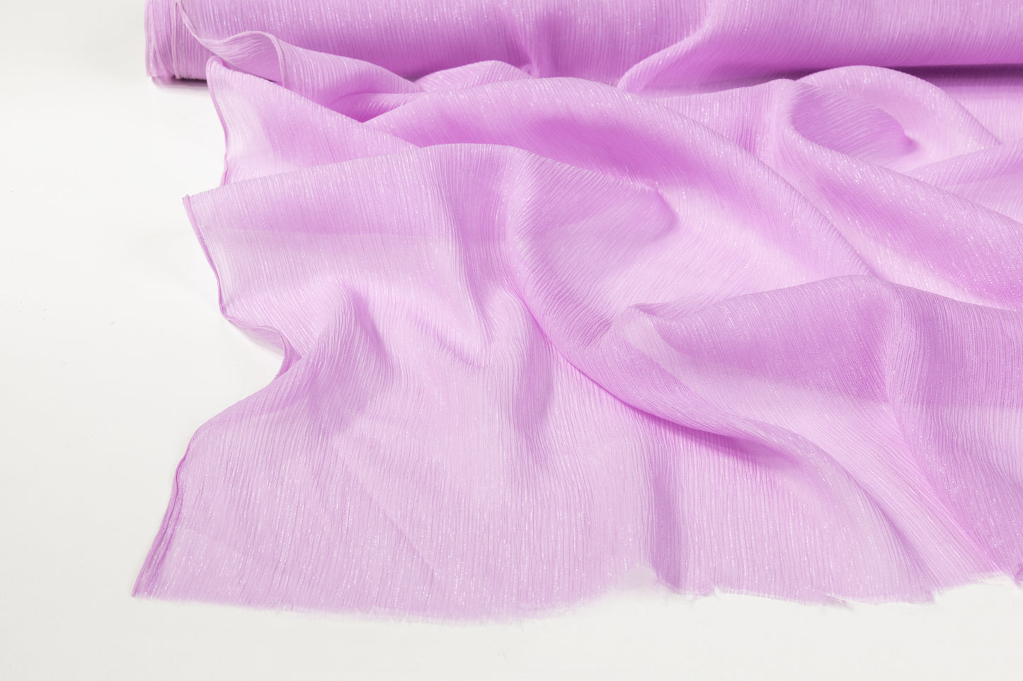 Crinkled Italian Silk Chiffon Lamé - Lavender