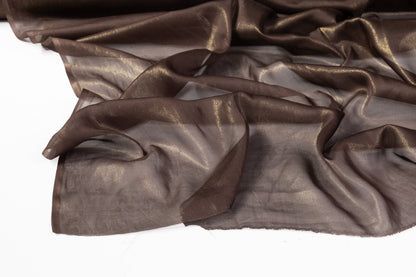 Laminated Italian Silk Chiffon - Brown / Gold