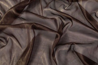 Laminated Italian Silk Chiffon - Brown / Gold