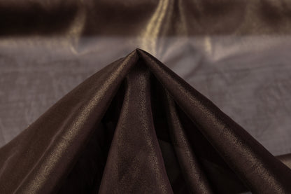 Laminated Italian Silk Chiffon - Brown / Gold