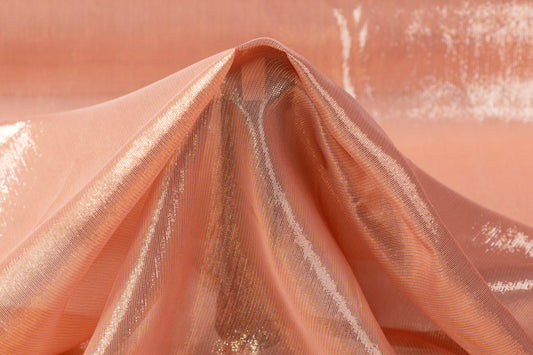 Italian Silk Chiffon Lamé - Peach