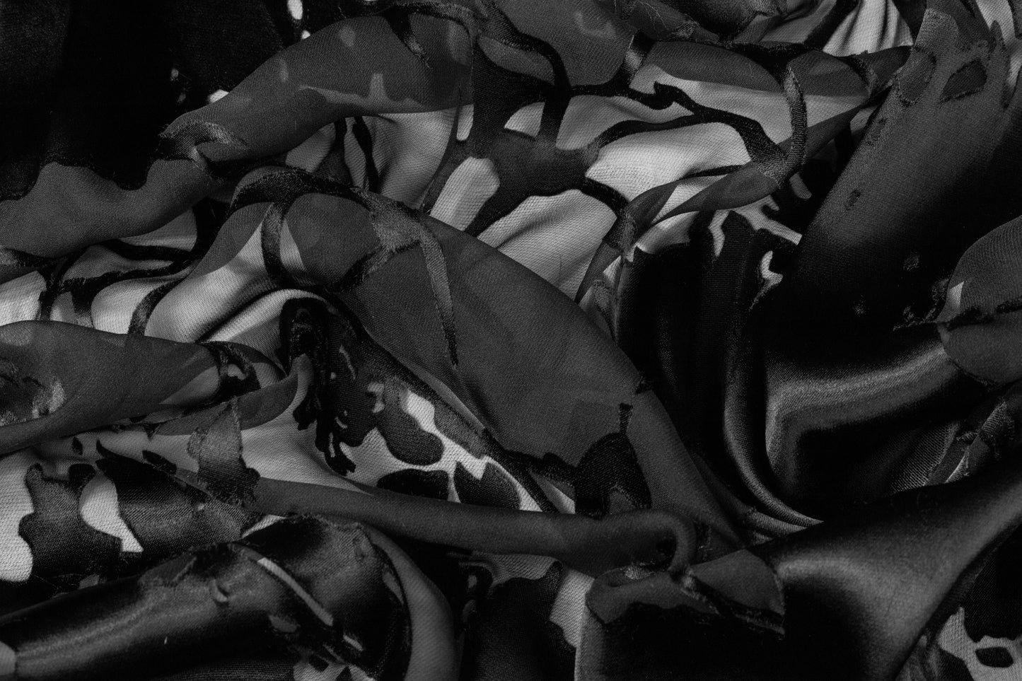 Abstract Italian Silk Viscose Decoupé - Black