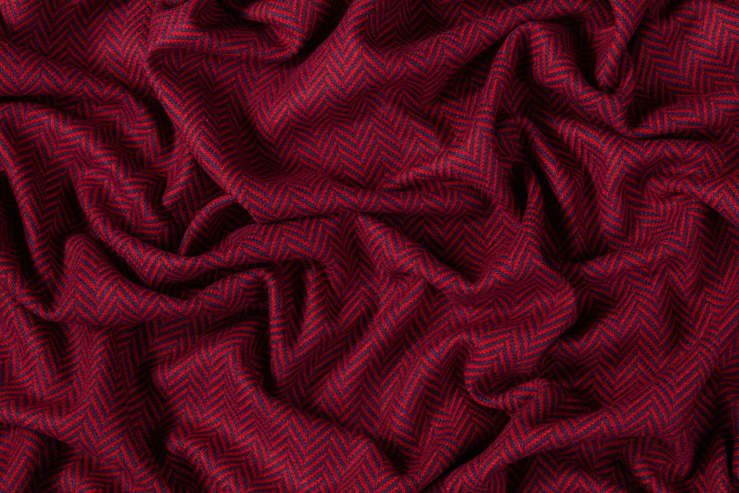 Herringbone Italian Wool Blend Coating - Red / Purple