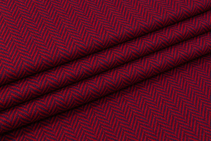 Herringbone Italian Wool Blend Coating - Red / Purple