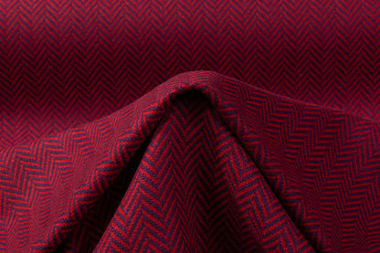 Herringbone Italian Wool Blend Coating - Red / Purple