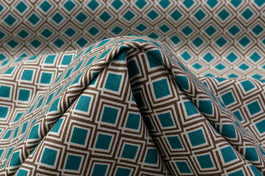 Max Mara - Textured Cotton Print - Teal / Brown / White