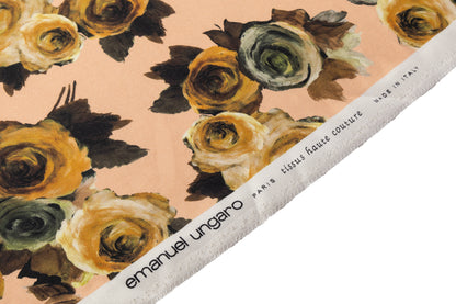 Emanuel Ungaro - Floral Printed Silk and Wool Mikado - Peach