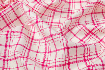 Tartan Italian Wool Suiting - Pink / White