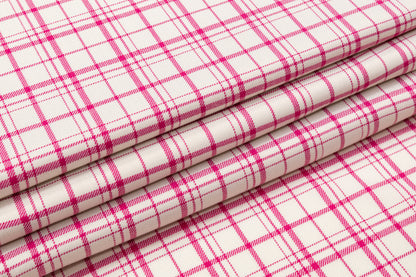 Tartan Italian Wool Suiting - Pink / White