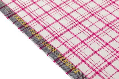 Tartan Italian Wool Suiting - Pink / White