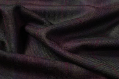 Tartan Italian Wool Suiting - Burgundy / Green