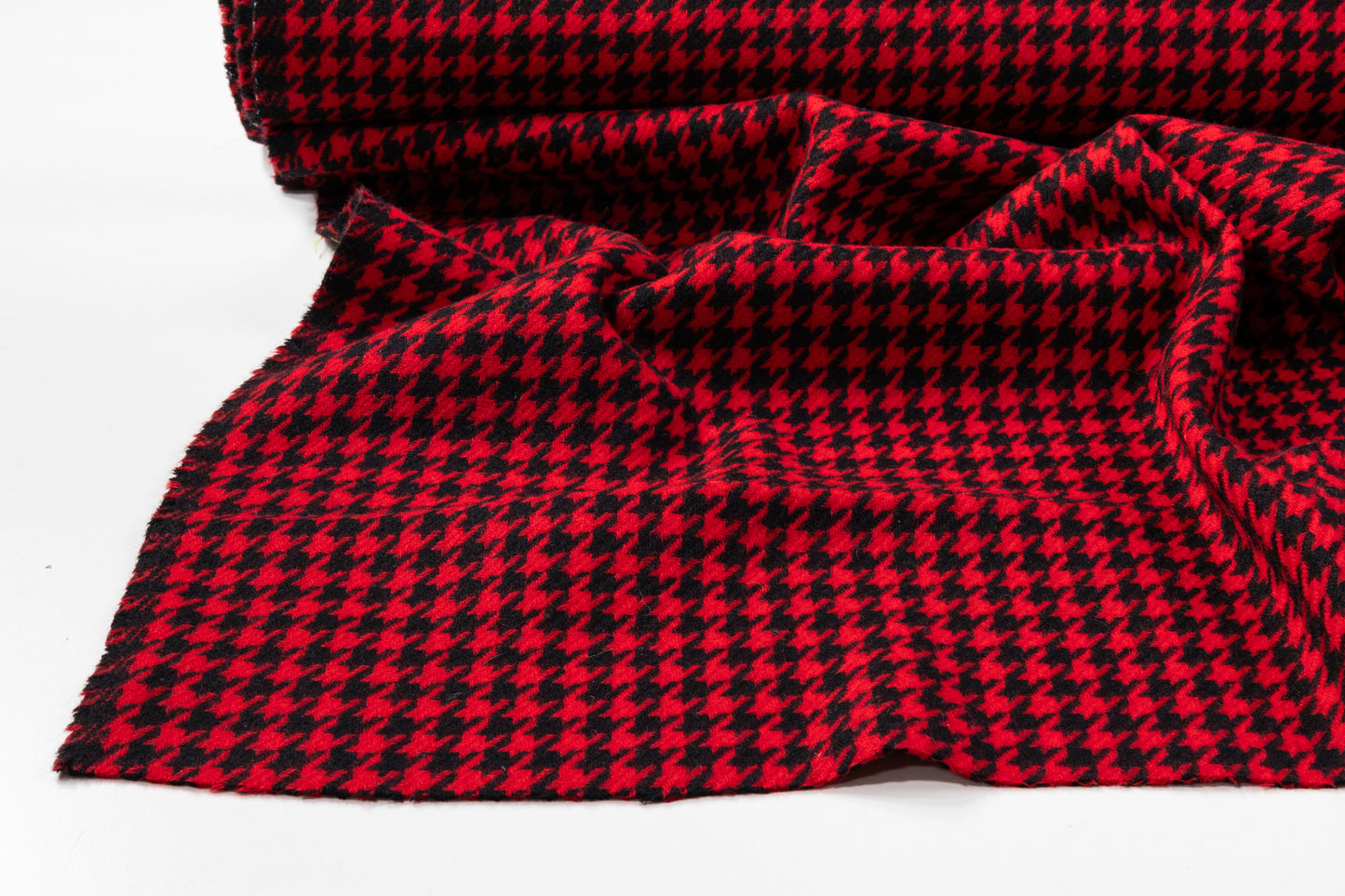 Houndstooth Italian Wool Coating - Red / Black