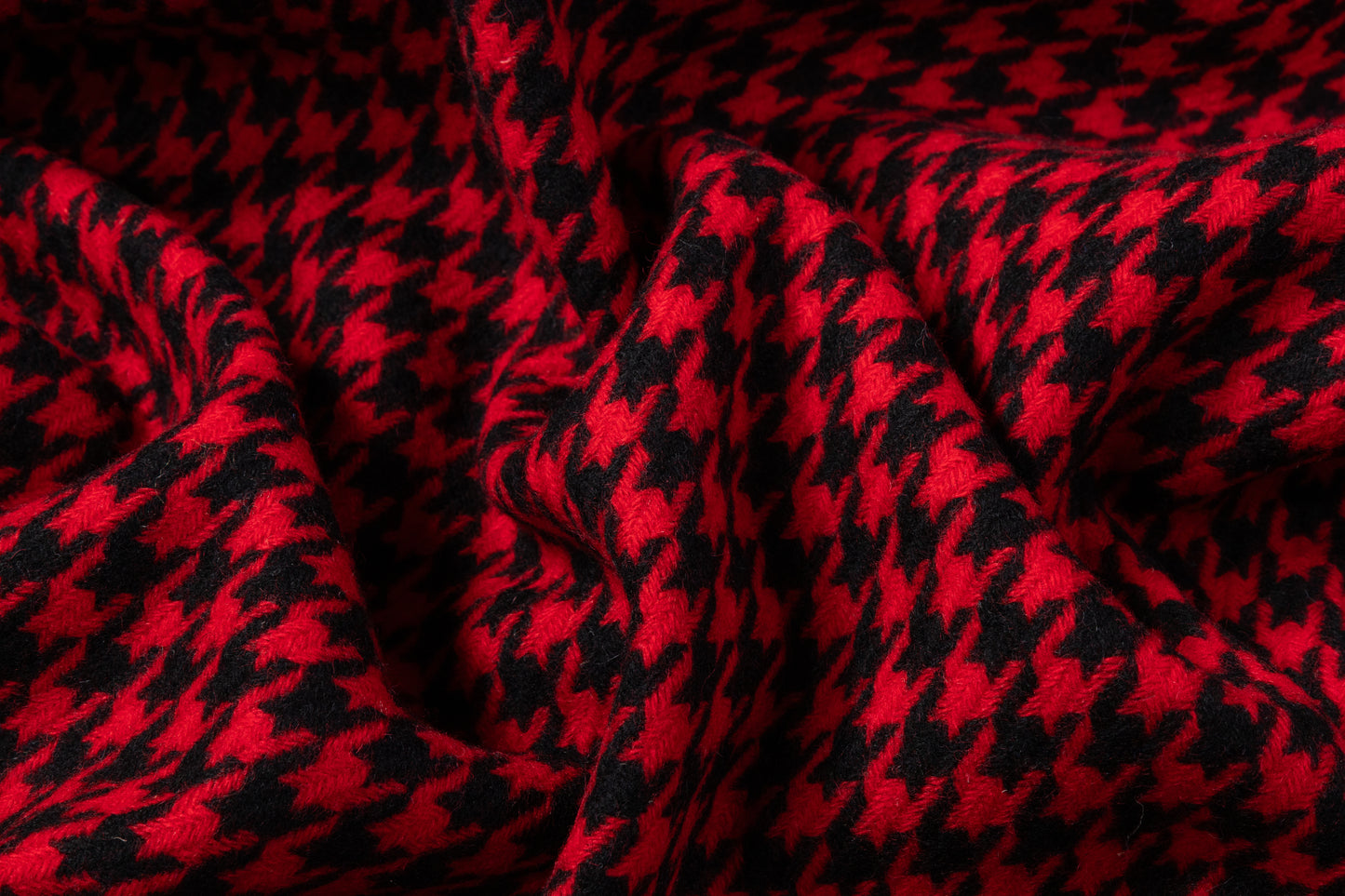 Houndstooth Italian Wool Coating - Red / Black