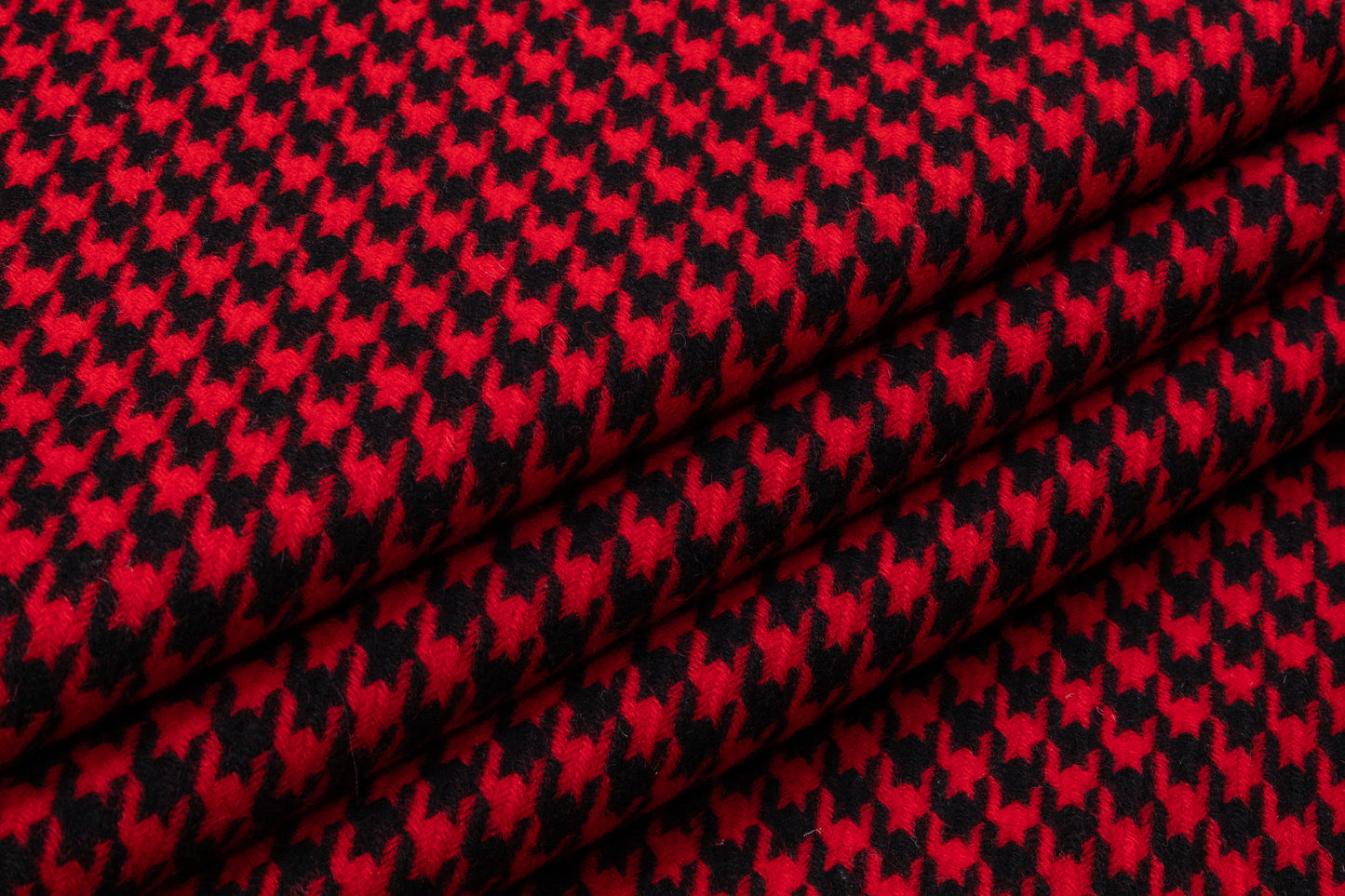 Houndstooth Italian Wool Coating - Red / Black