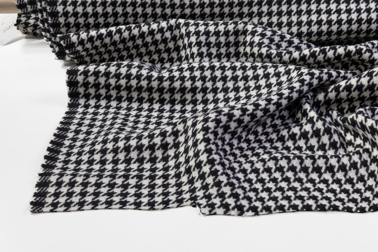 Houndstooth Italian Wool Coating - Black / White