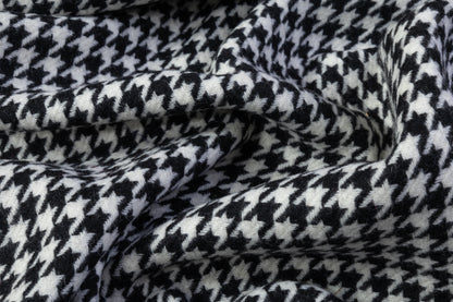 Houndstooth Italian Wool Coating - Black / White