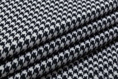 Houndstooth Italian Wool Coating - Black / White