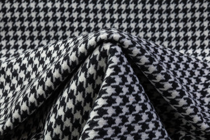 Houndstooth Italian Wool Coating - Black / White