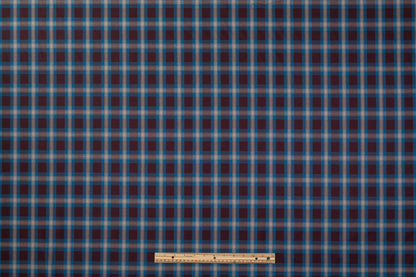 Checked Italian Wool Cashmere Suiting - Blue / Brown