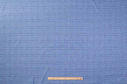 Plaid Italian Silk Linen Wool Suiting - Blue