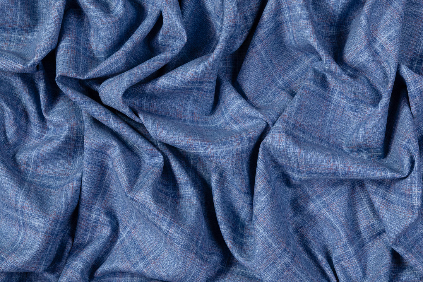 Plaid Italian Silk Linen Wool Suiting - Blue