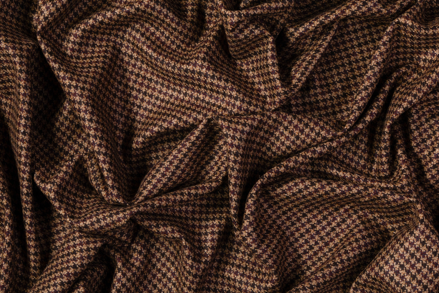 Houndstooth Italian Wool Tweed Suiting - Brown