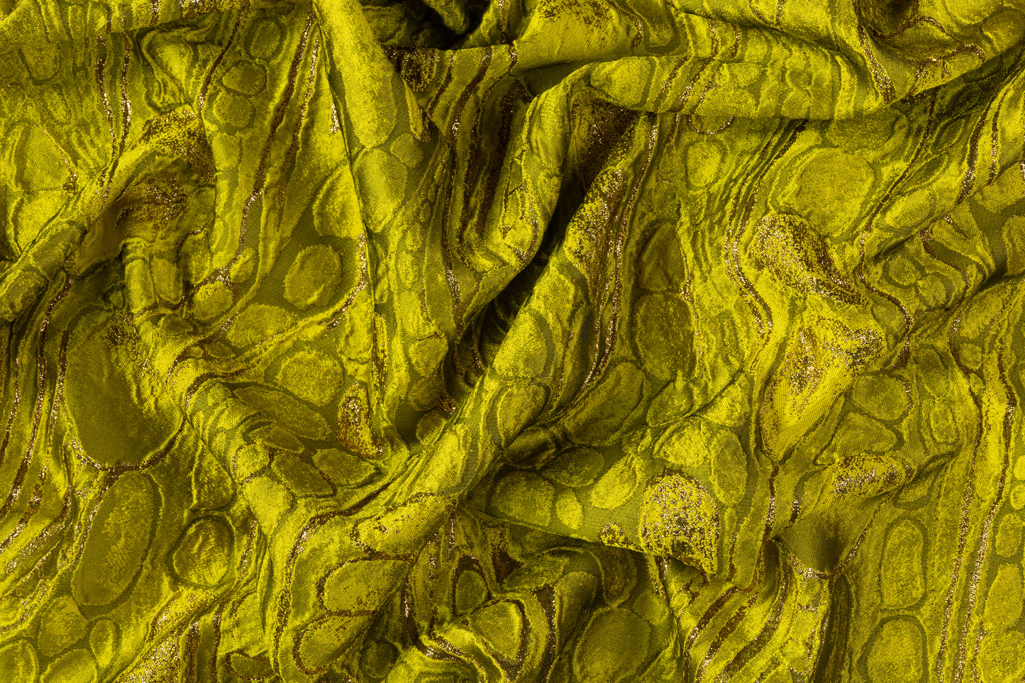 Abstract Metallic Italian Cloqué Brocade - Yellow