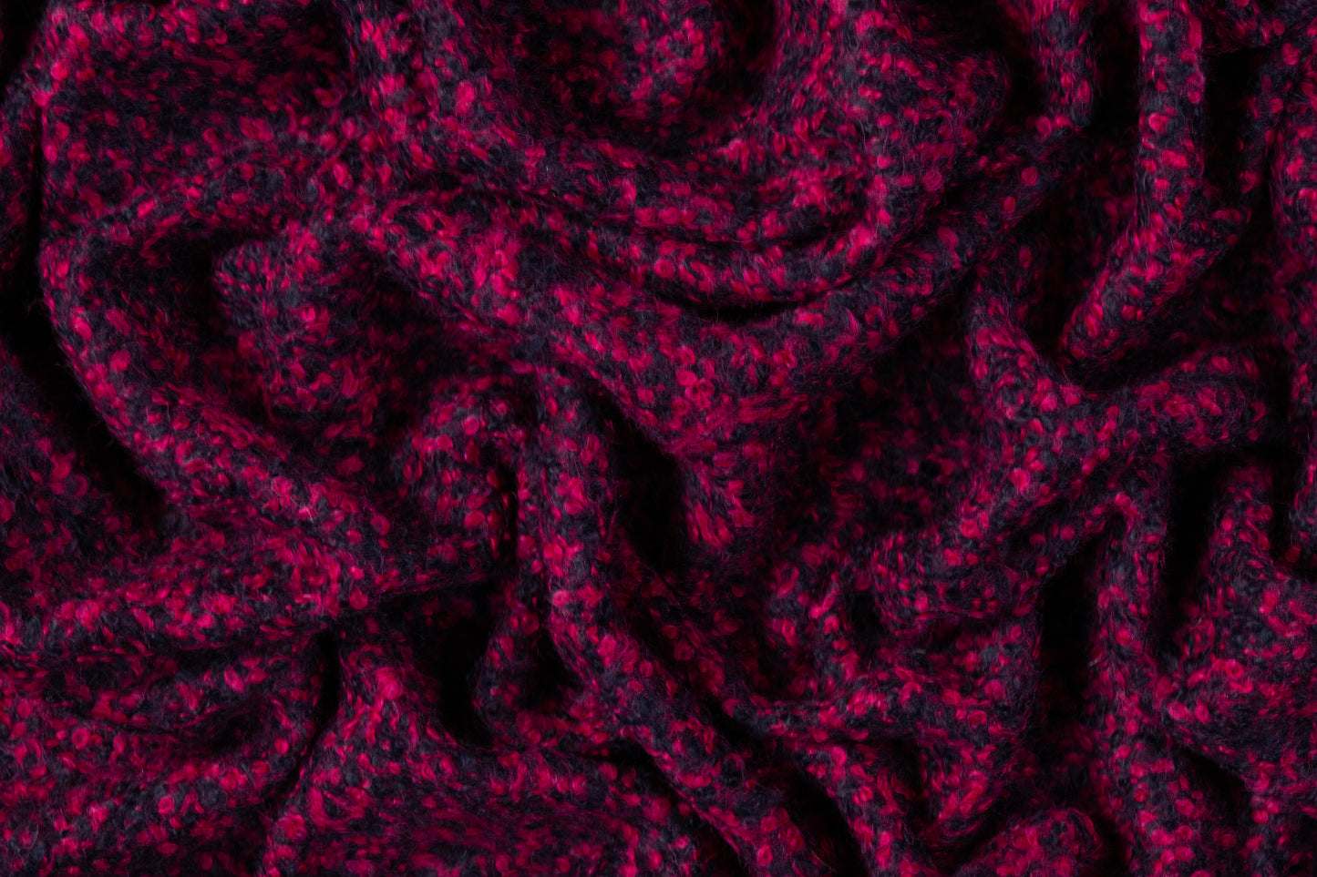 Italian Alpaca Wool Boucle Coating - Magenta / Black