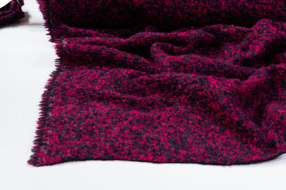 Italian Alpaca Wool Boucle Coating - Magenta / Black