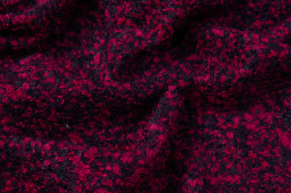 Italian Alpaca Wool Boucle Coating - Magenta / Black