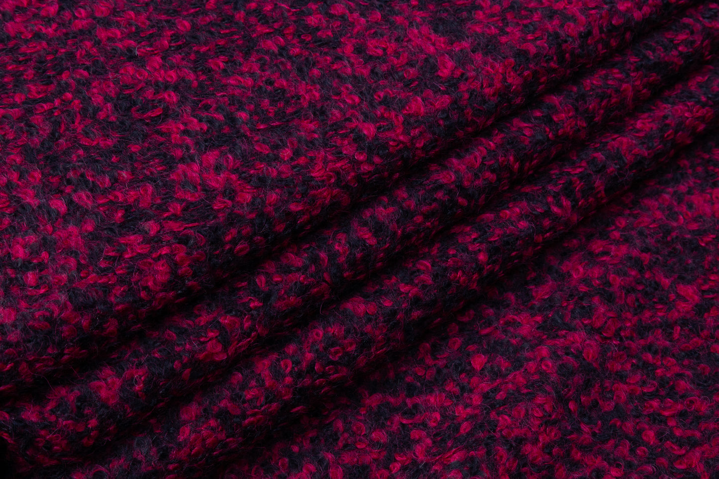 Italian Alpaca Wool Boucle Coating - Magenta / Black