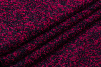 Italian Alpaca Wool Boucle Coating - Magenta / Black